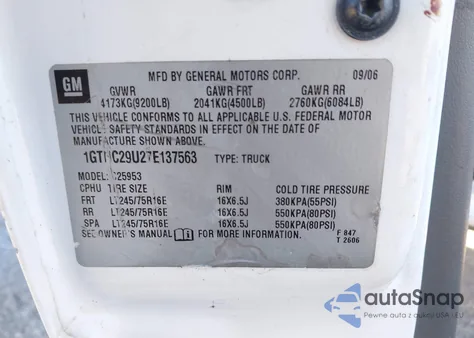 2007 GMC Sierra 2500Hd Classic Work Truck z USA, uszkodzony, nr VIN 1GTHC29U27E137563